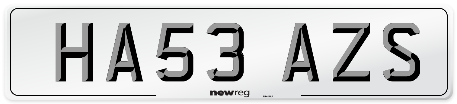 HA53 AZS Number Plate from New Reg